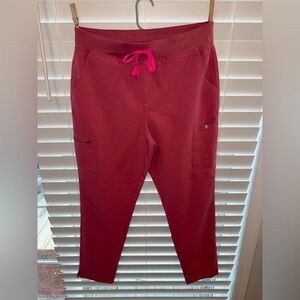FIGS Pink breast cancer high rise Yola skinny Pants with Pink Drawstring